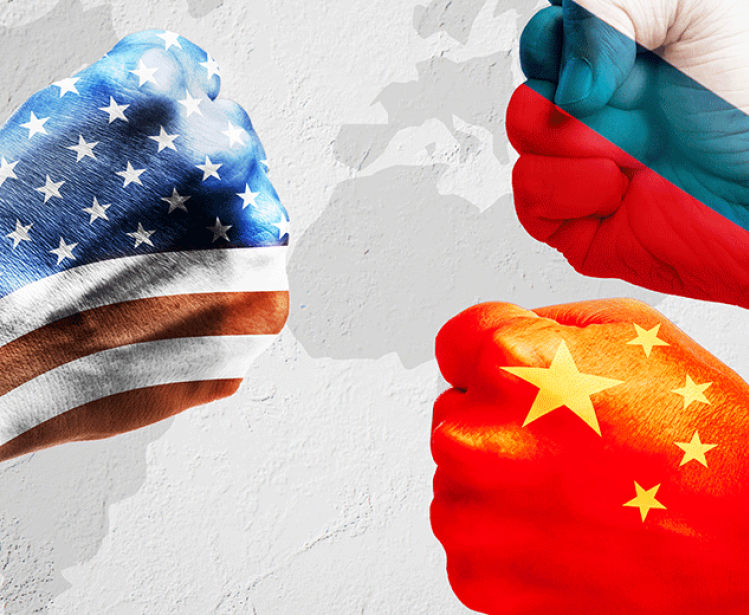 US, China, and Russia Fists