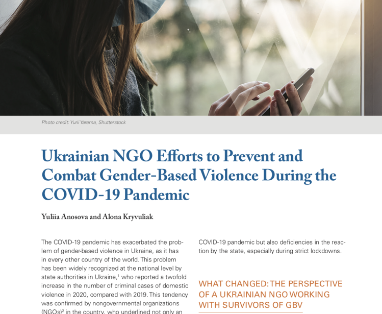 Ukrainian NGO Efforts to Prevent and Combat Gender-Based Violence During the COVID-19 Pandemic