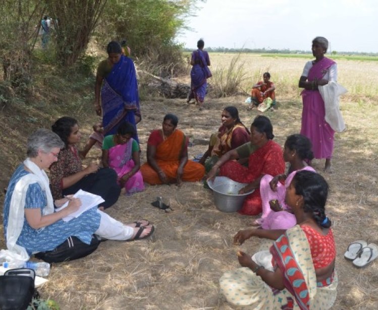 Cecilia Van Hollen conducting ethnographic research in Tamil Nadu, India in 2015