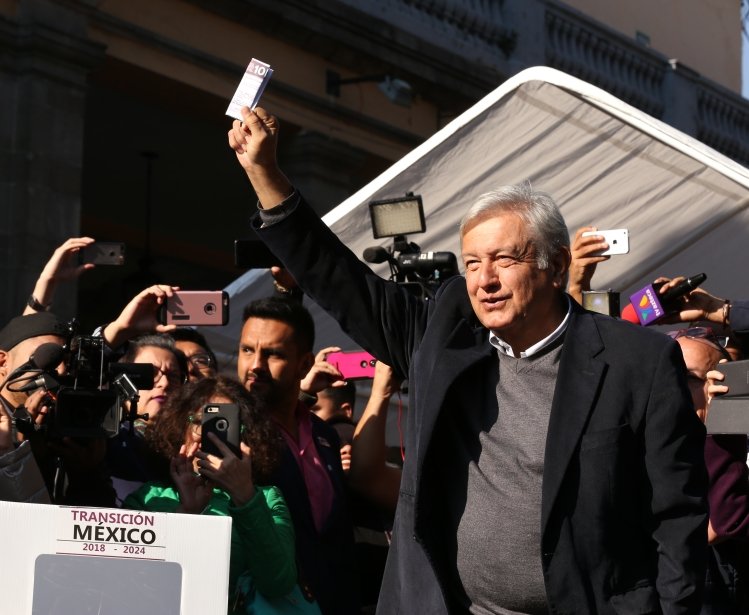 AMLO casting his vote in 2018.