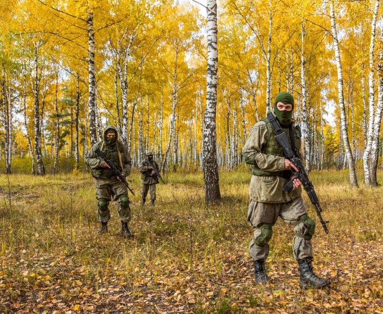 Russian military training in the woods, 2019 Moscow