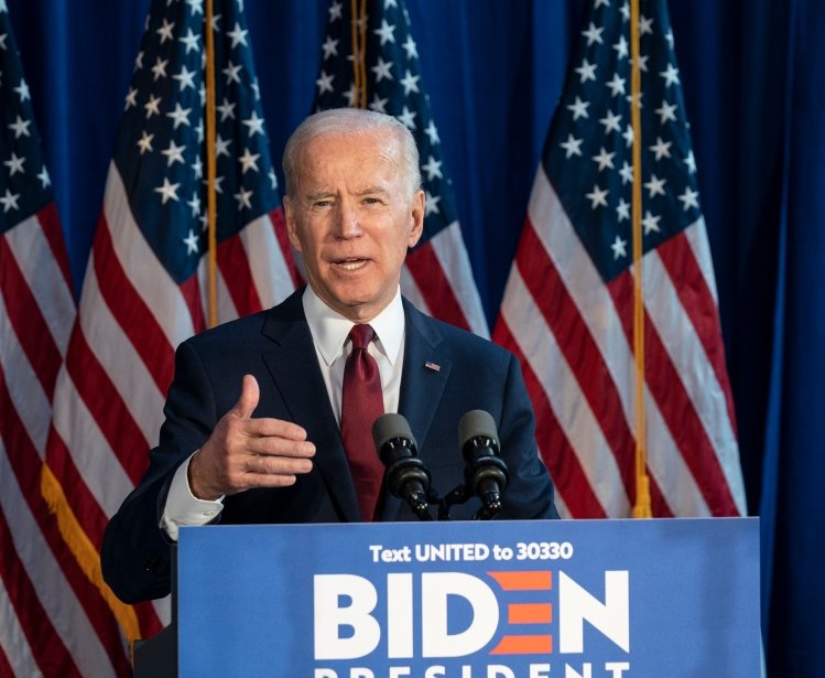New York, NY - January 7, 2020: President Joe Biden made a foreign policy statement at Current on Pier 59 as part of his presidential campaign