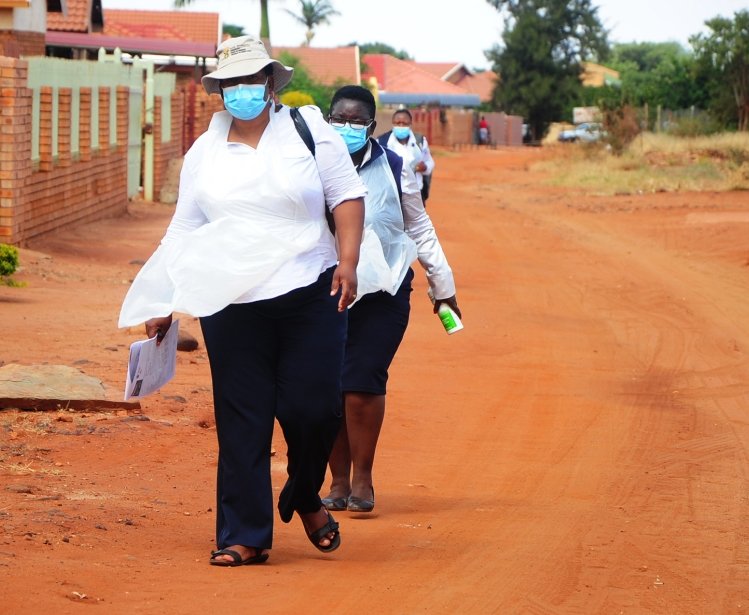 Community Healthcare Workers conduct door to door screening for COVID-19 in South Africa