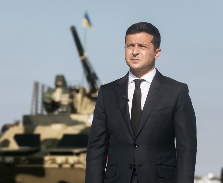 Aug. 23, 2020: President of Ukraine Volodymyr Zelensky took part in the ceremony of raising the State Flag of Ukraine at the military airfield in Vasylkiv, Kyiv region