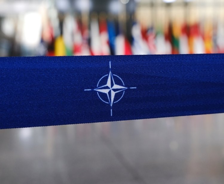 Nato logo on a banner