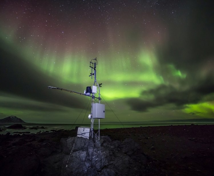 Remote Automatic Weather Station - Arctic, Spitsbergen - Northern Lights