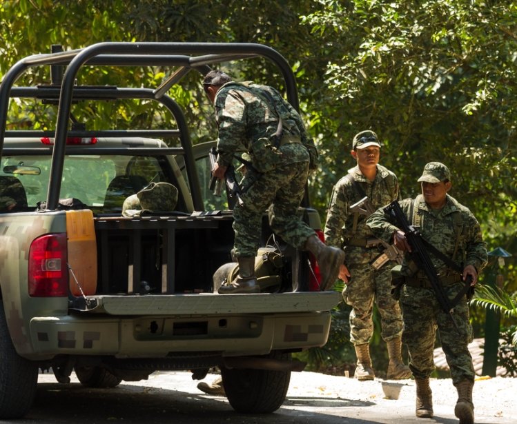 Mexican army soldiers in Chiapas, Mexico