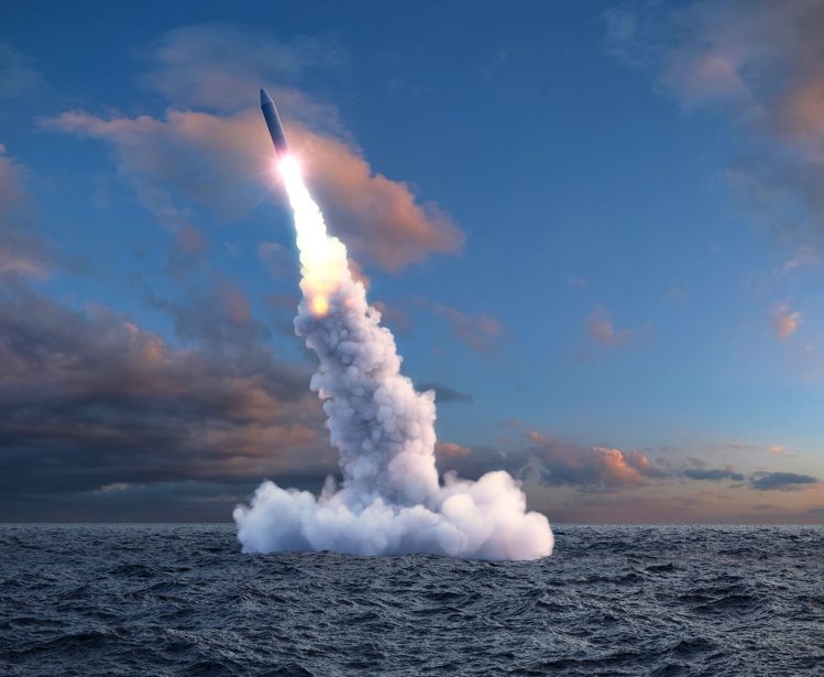 A ballistic missile is launched from the ocean