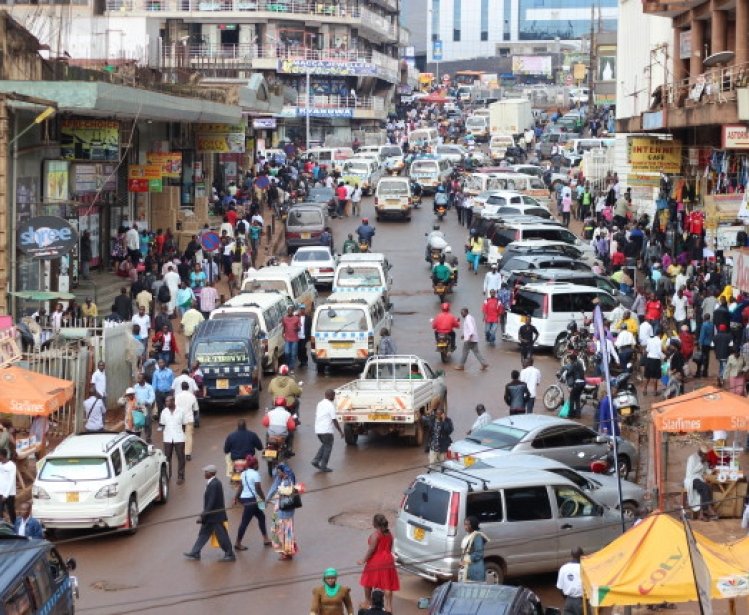 Busy downtown Kampala, Uganda