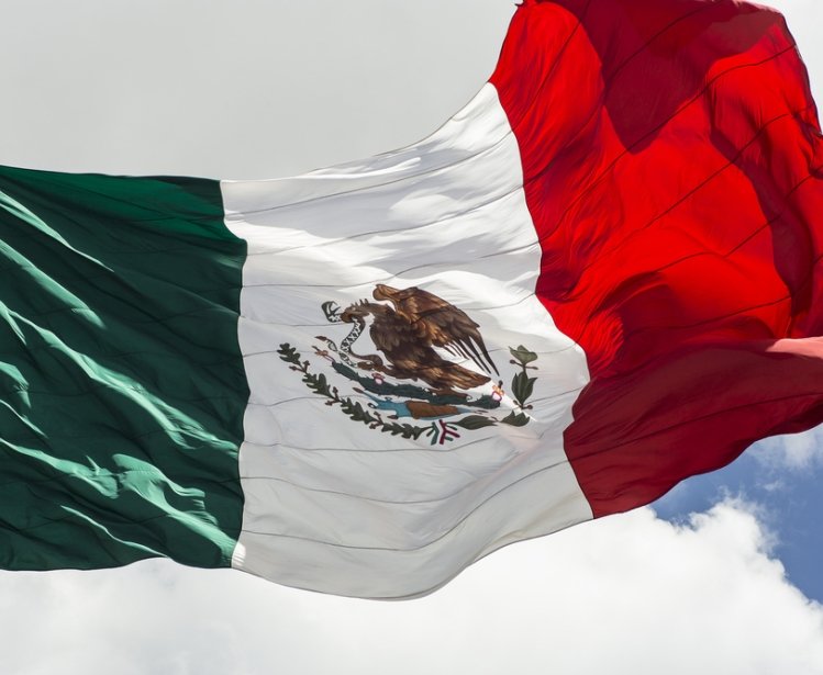 Mexican Flag flying in the wind