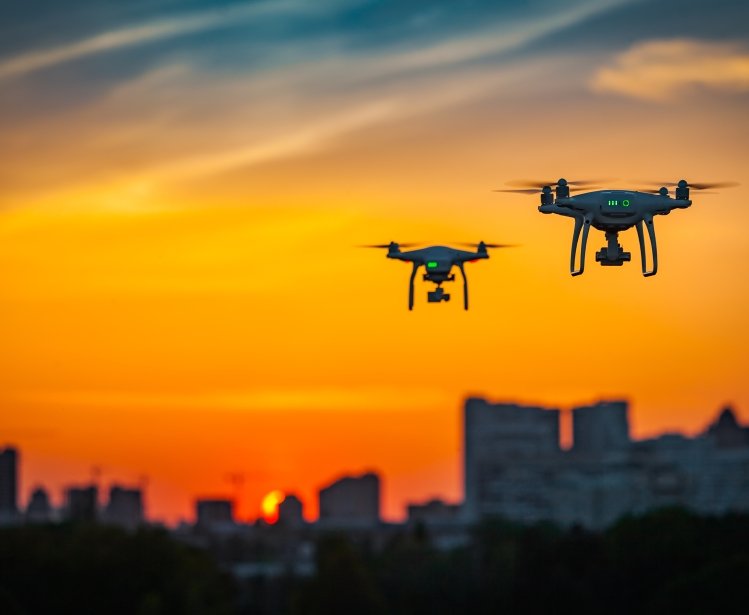 Two drones in flight