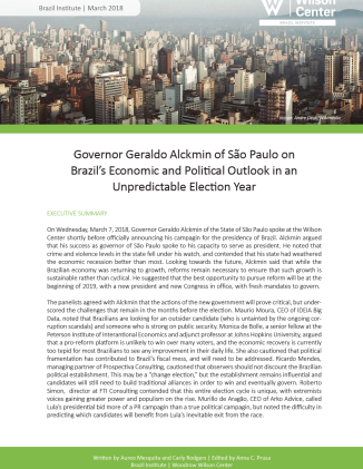 Event Summary: Governor Geraldo Alckmin of São Paulo on Brazil’s Economic and Political Outlook in an Unpredictable Election Year