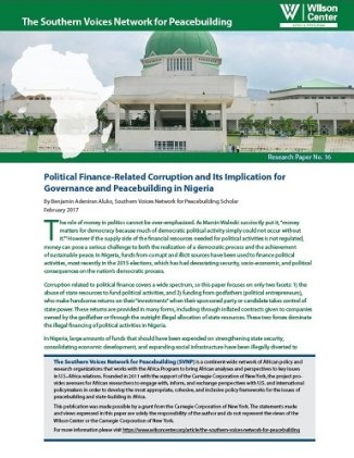 Political Finance-Related Corruption and Its Implications for Governance and Peacebuilding in Nigeria