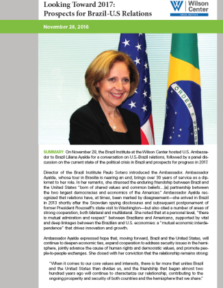 Event Summary: Looking Toward 2017: Prospects for Brazil-U.S Relations and the Domestic Political Outlook for Brazil