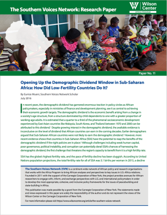 Opening Up the Demographic Dividend Window in Sub-Saharan Africa: How Did Low-Fertility Countries Do It?