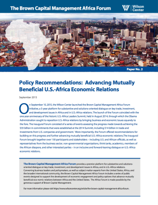 Policy Recommendations and Options: Advancing Mutually Beneficial U.S.-Africa Economic Relations