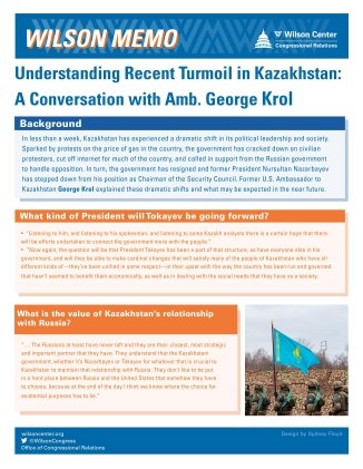 Image - Wilson Memo: Understanding Recent Turmoil in Kazakhstan Cover