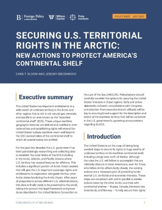 Bloom Report Cover (Securing US Territorial Rights in Arctic)