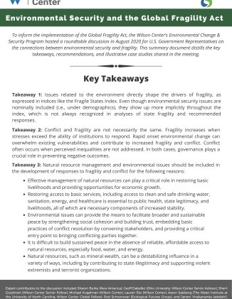 Environmental Security and the Global Fragility Act Policy Brief Cover