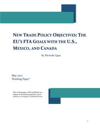 Cover page for The EUs FTA Goals with the U.S. Mexico and Canada