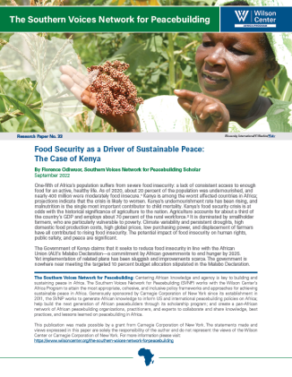 Food Security as a Driver of Sustainable Peace:  The Case of Kenya Publication Cover
