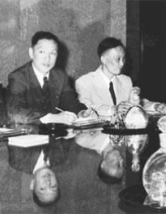 Chinese negotiators at the Sino-American Ambassadorial talks in Geneva in 1955.