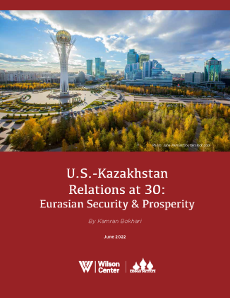 Cover of Kennan Institute report U.S.-Kazakhstan Relations at 30: Eurasian Security & Prosperity