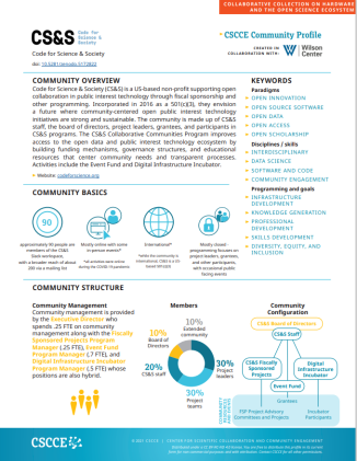 Scientific Community Profile sheet on Code for Science & Society