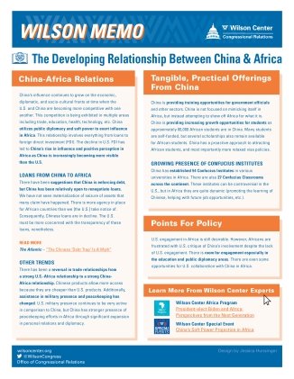 Wilson Memo: The Developing Relationship Between China & Africa