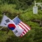 The flags of South Korea and the United States