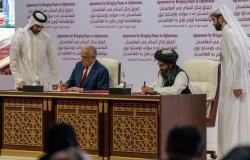 U.S. Special Representative for Afghanistan Reconciliation Ambassador Zalmay Khalilzad participates in a signing ceremony in Doha, Qatar. (DoS photo)