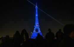 Eiffel Tower with EU Flag