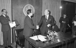 Photogrpah Taken During the Signing of the Non-Proliferation Treaty between the United States and Germany