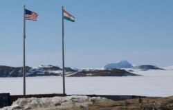 Photo of flags in Antarctica 2012