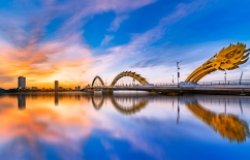 Sunrise at the Dragon Bridge in Da Nag City, Vietnam