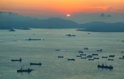 View of sunset over the South China Sea from Hong Kong
