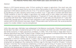 The New Minimum Working Age for Agricultural Labor in Mexico