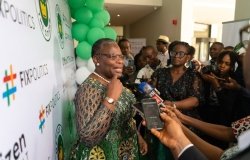 Dr. Obiageli Ezekwesili speaking to reporters