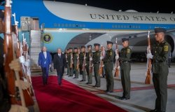 President Biden departing plane In Mexico