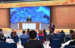 Vladimir Putin speaks at an annual press conference in Moscow, December 2020