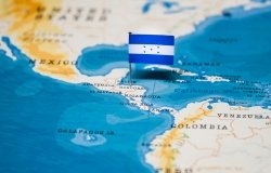 Honduras Flag on a map of Central America