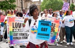 Protestors at London Pride 2016