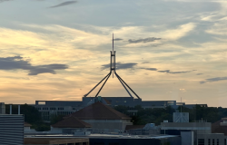 Twilight at Parliament House, Canberra, during the week of the Australia-ASEAN Summit