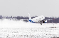 Plane takeoff icy picture