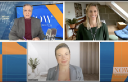 Starting from top left and going counterclockwise: photo of  John Milewski, Sarah Barnes and Samantha Karlin during a Wilson Center Women's History Month online event