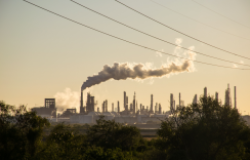 Cityscape of oil refinery
