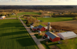 aerial view of farmland