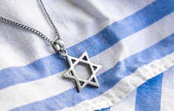 Star of David on a blue and white background