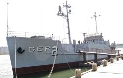 The USS Pueblo docked on the Taedong River in Pyongyang.