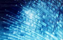 Internet data transmission via fiber optics concept